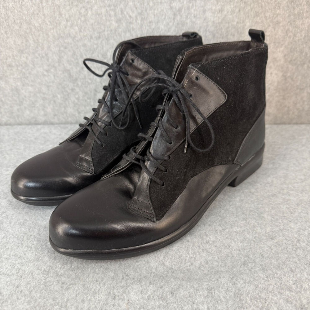 Naot Womens Size 38 / US 7 Black Mistral Leather & Suede Lace-Up Ankle Boots